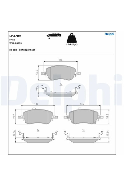 DELPHİ Brake Pad Set Disc Brake Fiat 500/Tipo