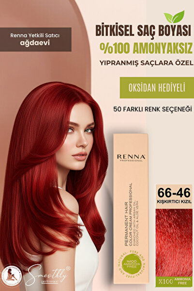 Renna AMONYAKSIZ Bitkisel Yıpranmış Saçlar İçin Saç Boyası 66-46 Kışkırtıcı Kızıl 60ml