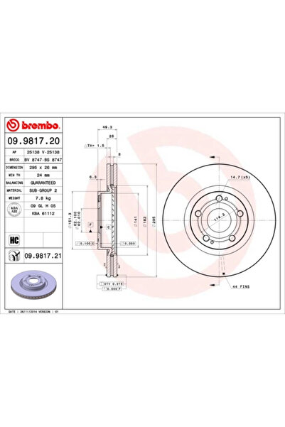 Brembo Set Discuri Frana Toyota Corolla Verso 2004-2009