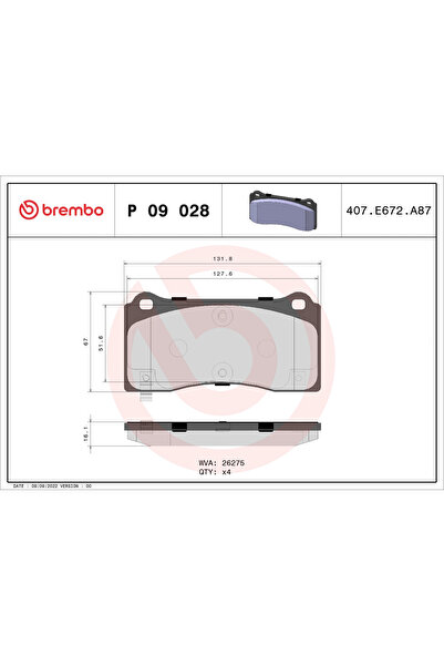 Brembo Set Placute Frana Frana Disc Tesla Model 3/Model Y