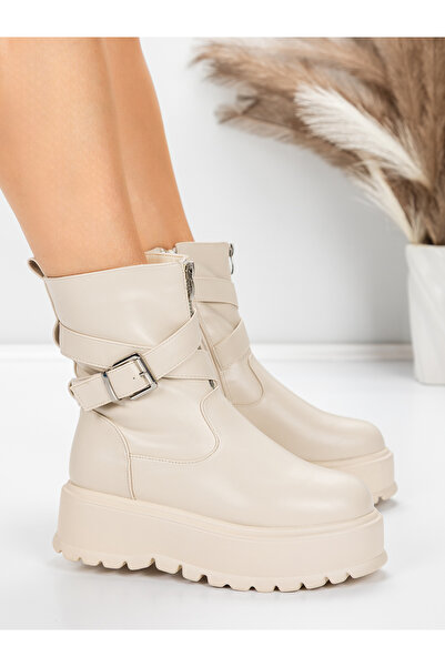 mei Γυναικείες Μπότες Πλατφόρμας 5W83 Μπεζ