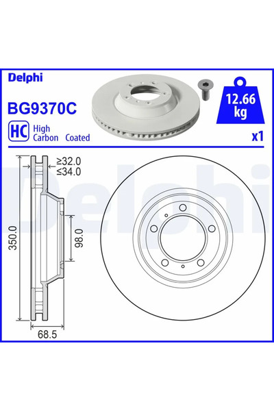 DELPHİ Дискови спирачки Porsche Cayenne/Panamera