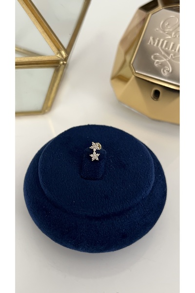SU PERİSİ TAKI BİJUTERİ Cerrahi Çelik Gold 2li Zirkon Taşlı Papatya Piercing , Tragus ,Helix