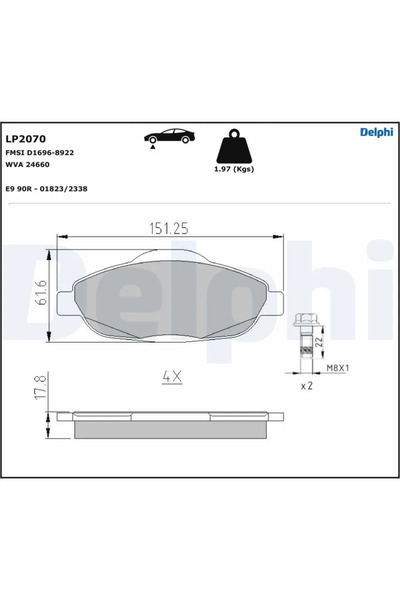 DELPHİ Set Placute Frana Frana Disc Peugeot 3008 1 Microbus/3008 Van/308 1