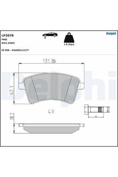 DELPHİ Комплект накладки дискови спирачки Mercedes-Benz Citan Van/Spacious Se...