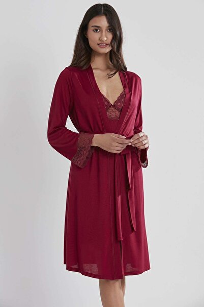 Pierre Cardin 6'lı Penye Modal Gecelik Sabahlık Çeyiz Seti 5025 Bordo