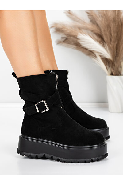 mei Ghete Dama cu Platforma 5W83 Negru