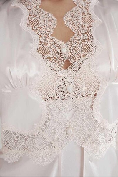 NazikEndam İnci 6-Piece Midi Nightgown Dressing Gown Bridal Dowry Set 6335