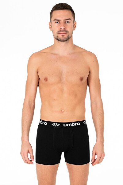 UMBRO Men's Cotton Boxers, Logo, Black, set of 4 pieces.