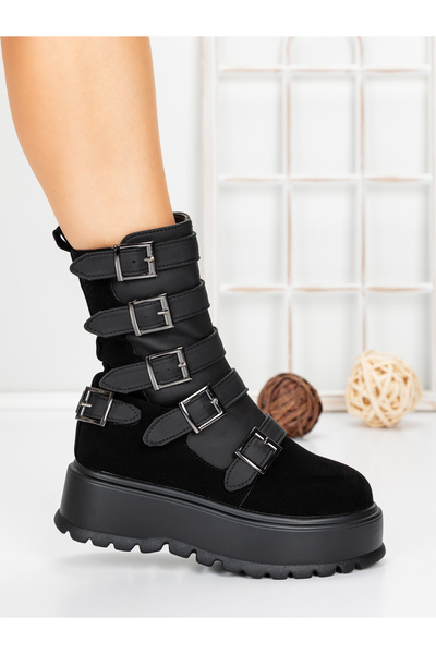 mei Ghete Dama cu Platforma 56WL2 Negru