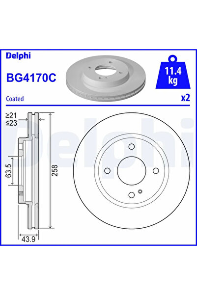 DELPHİ Спирачен диск Ford Fiesta 6/Fiesta Limousine/Ka+ 3 Ford Австралия Fiesta