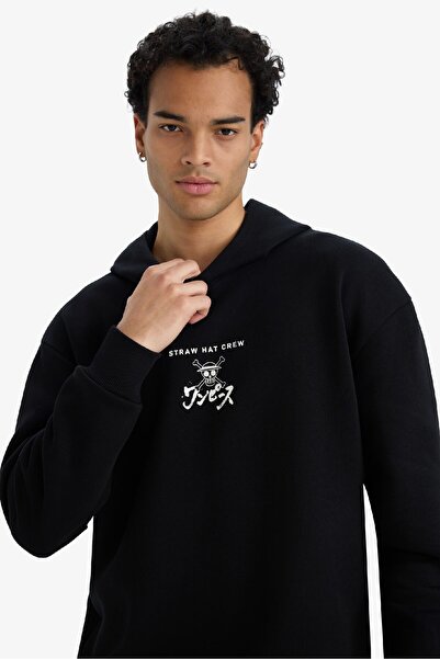 DeFacto One Piece Boxy Fit Hooded Back Printed Sweatshirt E9321Ax25Au