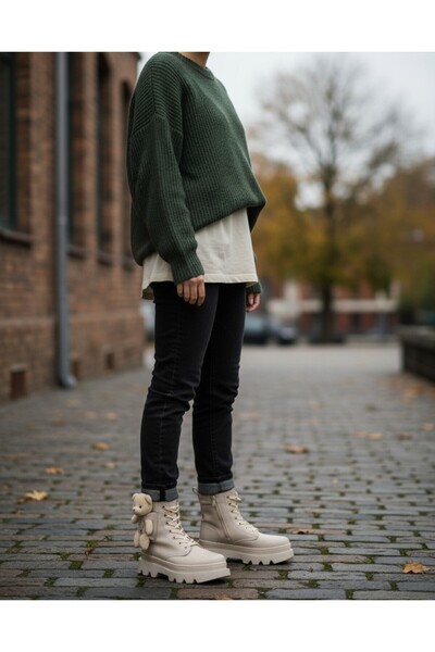 Şahnur أحذية أنيقة للفتيات والنساء بتفاصيل تيدي، بطانة دافئة من الفرو، مقاومة...