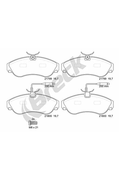 BRECK Комплект накладки за дискови спирачки Citroen Jumper 1 Bus/Jumper 1 Car...