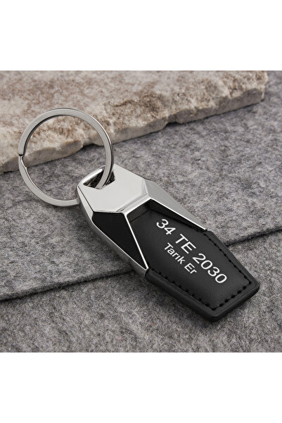 Hediyesepeti Kişiye Özel Plaka Yazılı İsimli Deri Araba Anahtarlığı