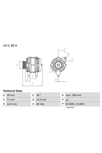 Bosch Generator / Alternator Fiat Albea/Brava/Bravo 1 Lancia Lybra