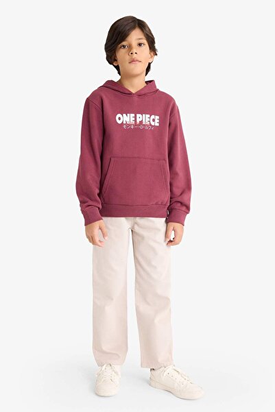 DeFacto Erkek Çocuk One Piece Kapüşonlu İçi Yumuşak Tüylü Sırt Baskılı Sweatshirt F9917A825WN