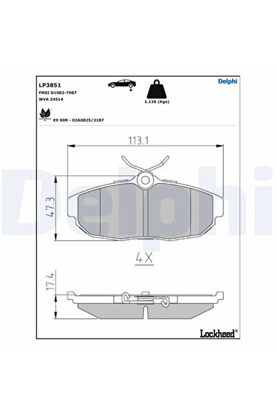DELPHİ Set Placute Frana Frana Disc Ford Australia Mustang Cupe Ford Usa Mustang