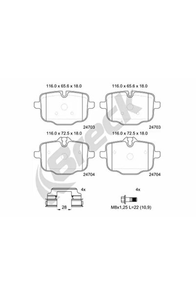 BRECK Комплект спирачни накладки за дискови спирачки BMW 5/6