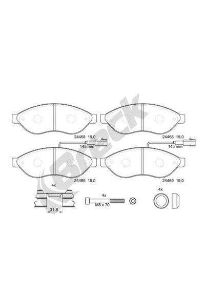 BRECK Комплект спирачни накладки за дискови спирачки Citroen Jumper 2 Bus/Jum...