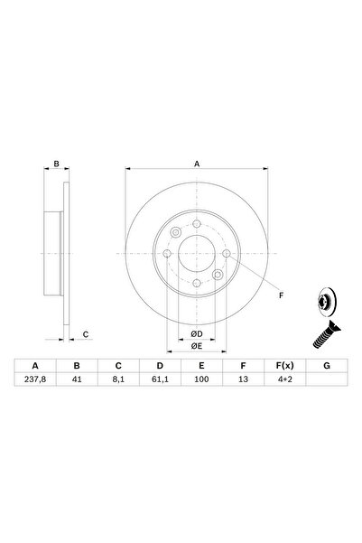 Bosch Disc Frana Renault Clio 1/Express Autoutilitara/Limuzina Spatioasa/Expr...