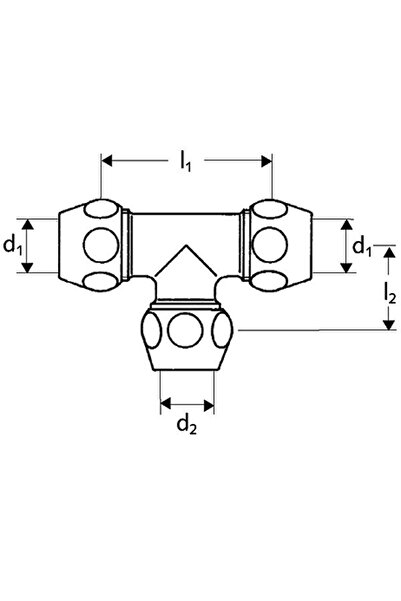 Other Tee connector 38x38x38 10 mm chrome 3x clamp
