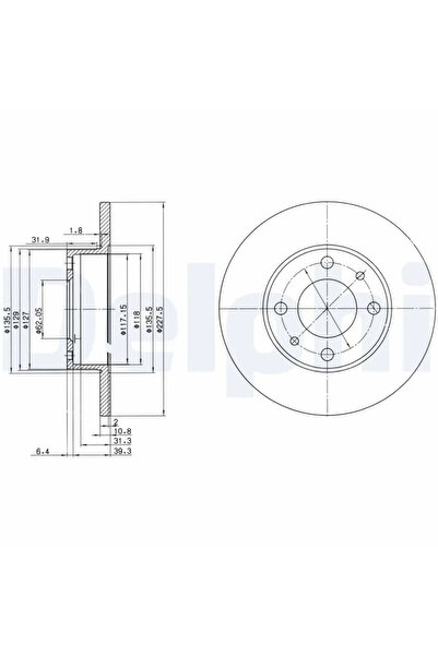 DELPHİ Дискови спирачки Fiat 124 Spider/127/128