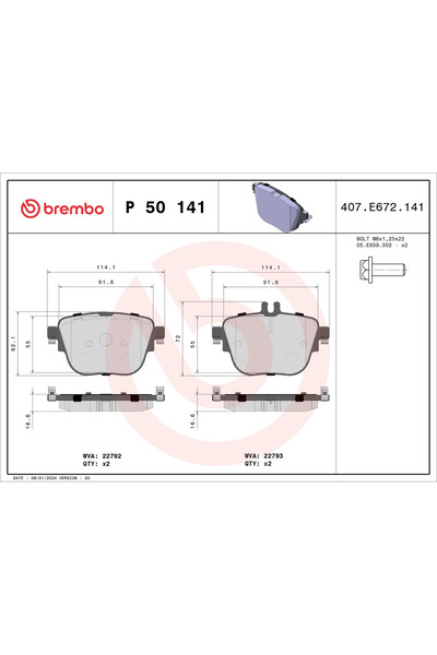 Brembo Set Placute Frana Frana Disc Mercedes-Benz Cls/E-Class Mercedes-Benz (...