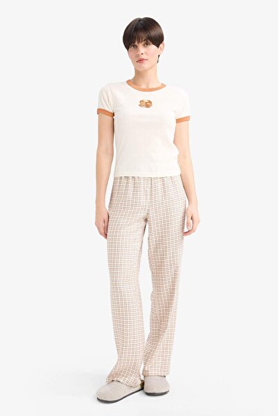 DeFacto Regular Fit Uzun Kareli Pijama Altı-Fall in Love G1500AX25AU