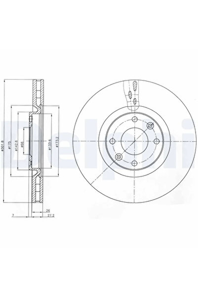 DELPHİ Disc Frana Citroen C4 1/C4 2/C4 Cupe Peugeot 208 1/308 1/308 Cc