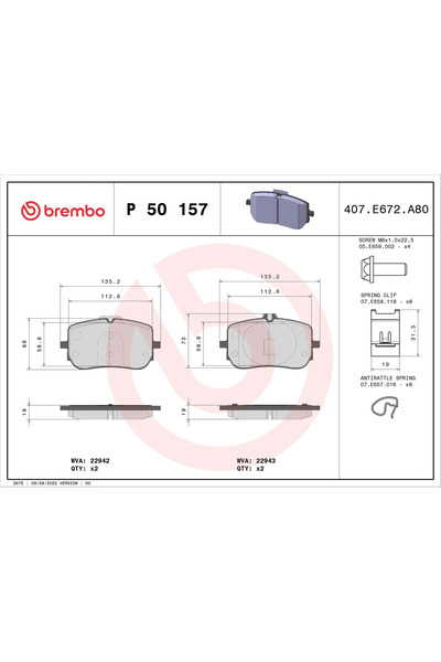 Brembo Set Placute Frana Frana Disc Mercedes-Benz Cla/Gla/Glb Mercedes-Benz (...