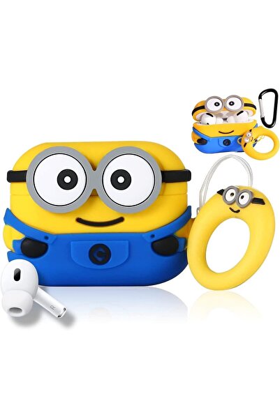 Blackmark AirPods Pro 3. Nesil Uyumlu Sevimli Minion Figürlü Darbe Önleyici Kulaklık Koruma Kılıfı