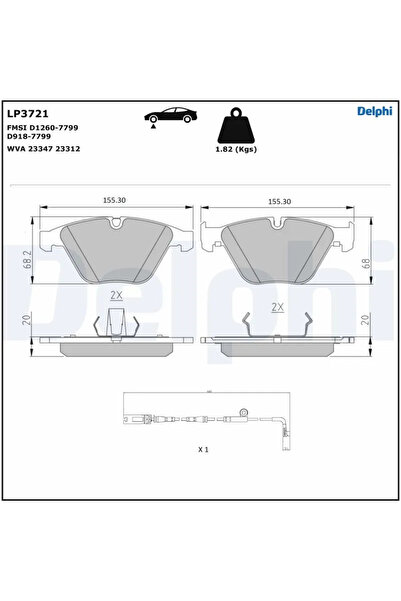 DELPHİ Brake pad set disc brake BMW 6 2003-2010 LP3721