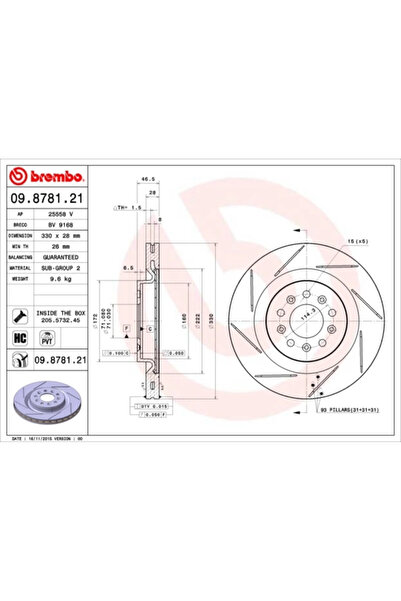Brembo Disc Frana Aston Martin DB9 Vantage/DB9 Volante/Vantage Vantage