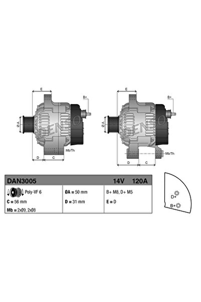 DENSO Generator / Alternator Mercedes-Benz Clasa 5/Clasa C/Clasa E