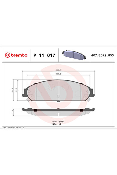Brembo Set Placute Frana Frana Disc Chrysler 200/300C Dodge Caliber/Challenge...