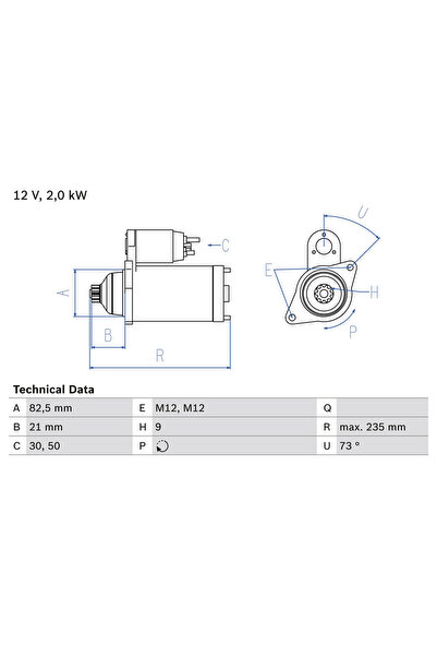 Bosch Starter Vw Crafter 30-35 Bus/Crafter 30-50 Caroserie/Crafter 30-50 Plat...