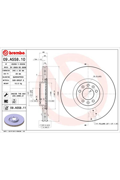 Brembo Disc Frana Citroen C5 3/C6 Citroen (Df-Psa) C5