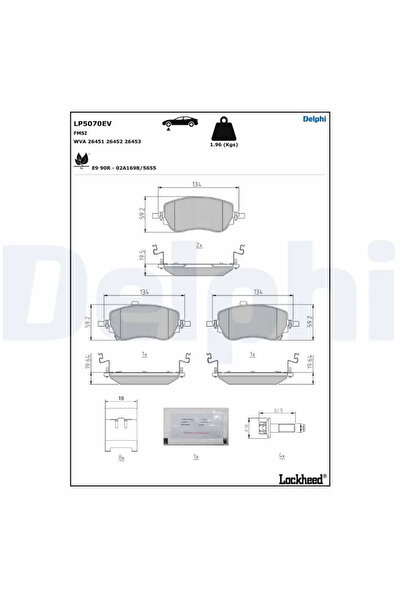DELPHİ Комплект спирачни накладки за дискови спирачки Abarth 500E Fiat 500E
