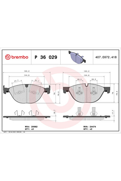 Brembo Комплект спирачни накладки за дискови спирачки Jaguar F-Type