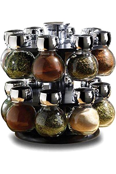 Twinkle Mart 16 Piece Glass Spice Jar Rack Set, Features Round Rotating Spice Rack to House the Spice Jars