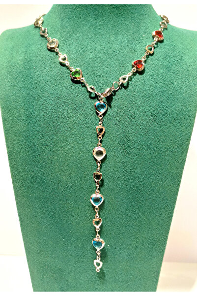 Monalisa Home قلادة على شكل حرف Y مرصعة بالأحجار الكريمة الملونة الفاخرة