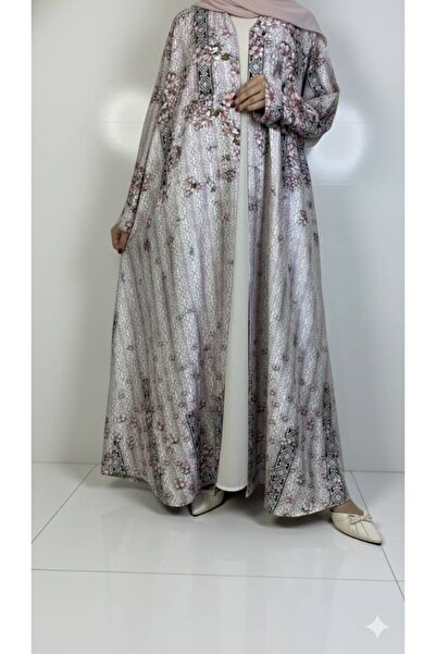 REİNA Luxurious cloche abaya made of cool, light silk with floral prints