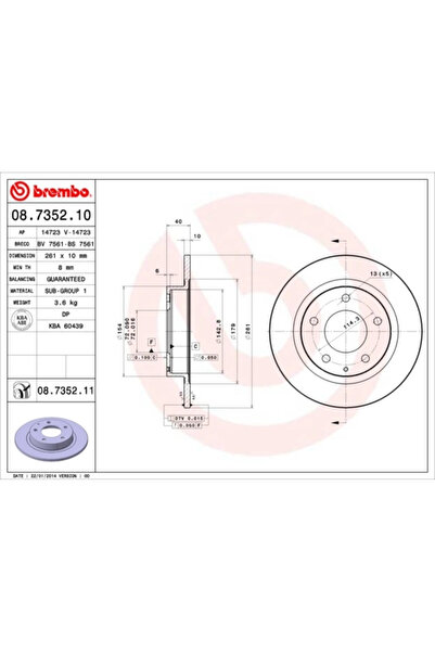 Brembo Спирачен диск Ford Usa Probe 2 Haima (Faw) Freema/Premacy
