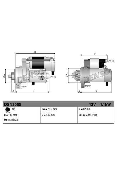 DENSO Starter Audi A3/Q3/Tt Seat Altea/Toledo 3