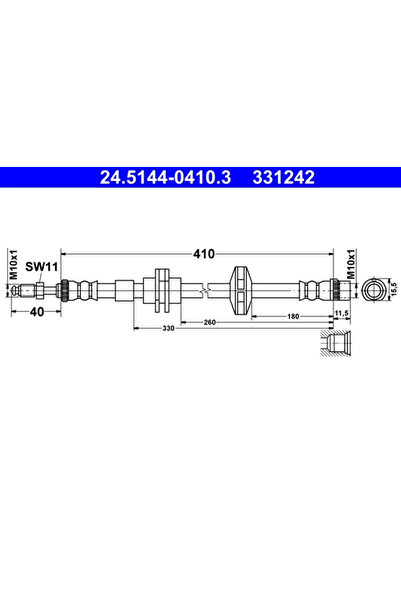 Ate Спирачен маркуч Renault Laguna 3/Laguna Coupe