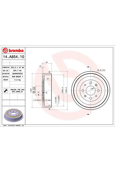 Brembo Tambur Frana Fiat Punto Opel Adam/Corsa D