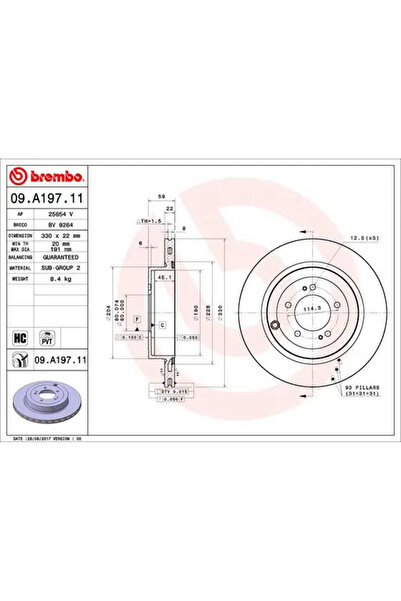 Brembo Set Discuri Frana Mitsubishi Lancer 8 2007-2015