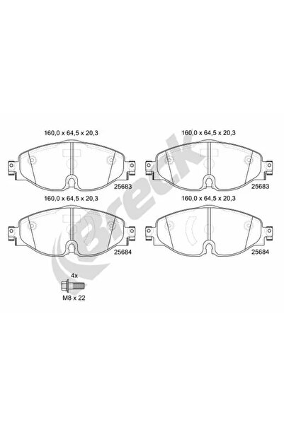 BRECK Set Placute Frana Frana Disc Vw Caddy 4 Microbus/Caddy Alltrack 4 Micro...