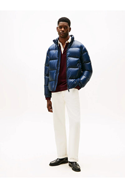 Tommy Hilfiger Erkek Uzun Kol Kapitoneli Şişme Dik Yaka Cepli Mavi Mont MW0MW40617-C1G